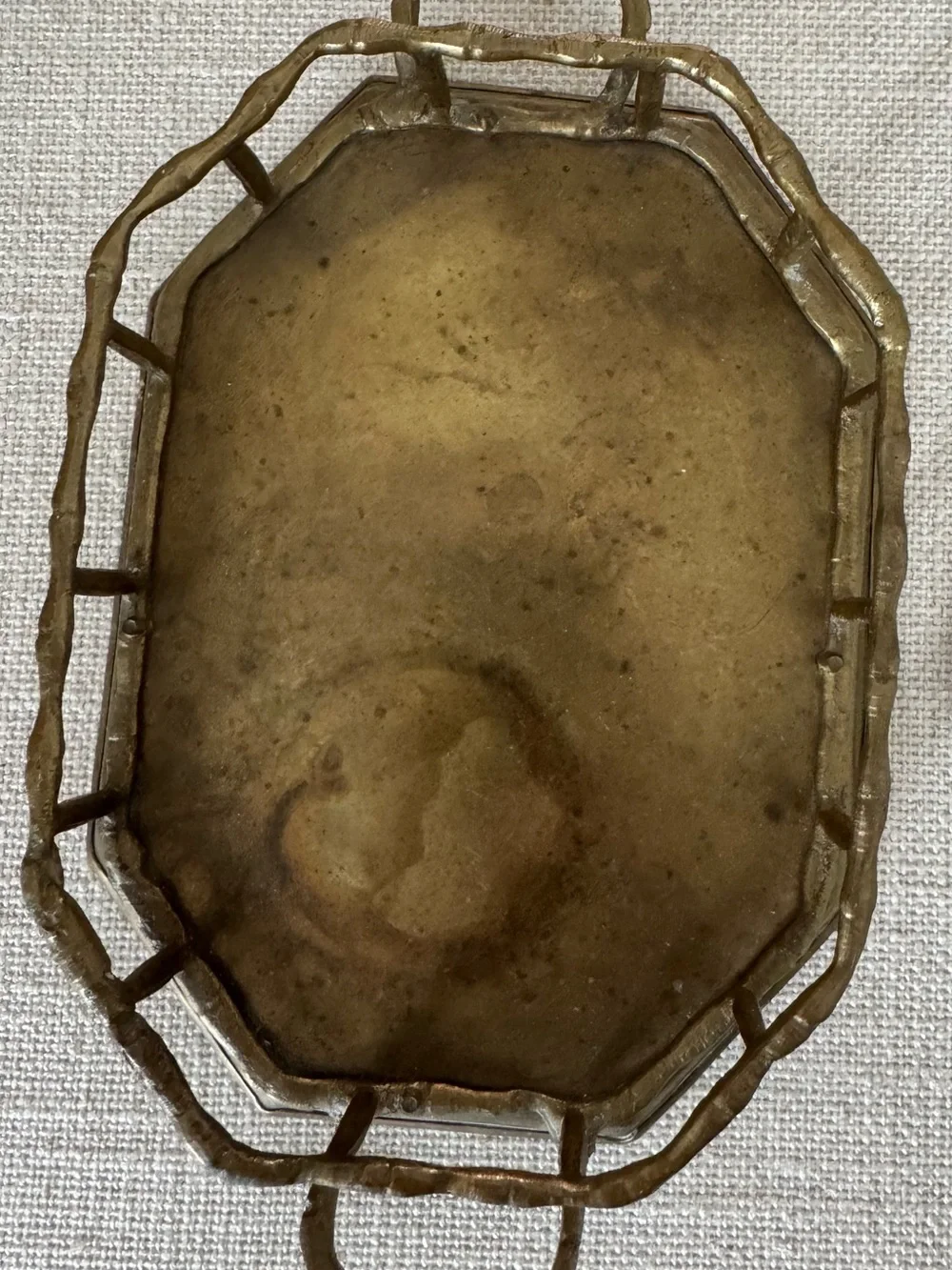 Vintage Brass Bamboo Tray with handles 6”x 4 1/2” With Handles 8 1/2”